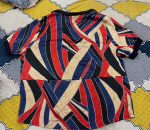 multicolor satin top