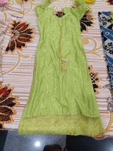Elegant Lime Green Kurta Garara Set