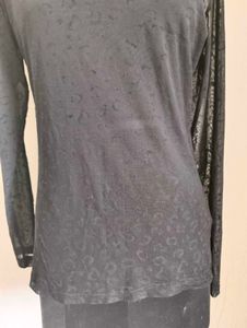 Plus Size Black mesh Long Sleeve Top