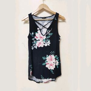 Dynamite Black Floral Tank Top