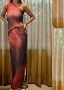 Multi-Colour One Shoulder Co-ord Set