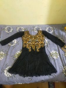 Short Frock With Heavy Embroidery On Neck