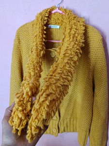 Retro Mustard Yellow Knit Cardigan