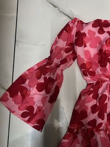 Floral Pink Off Shoulder Dress