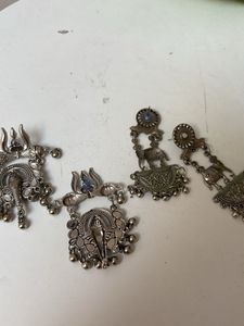 Oxidized Silver Elephant Earrings