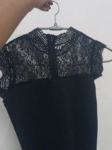 Black Body Con Dress ,With Lace At Upper Portion