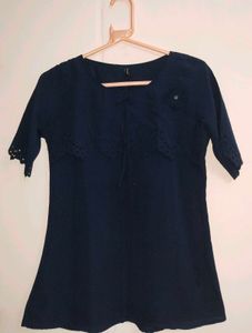 Navy Blue Cutout Blouse