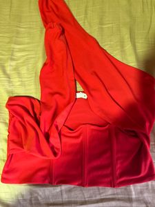 Red Crop Halter Corset Top