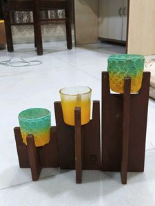 🕯️ Decorative Wooden Tealight Holder Set