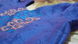 Embroidered Blue Churidar Top
