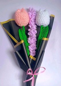 Crochet Tulips 🌷and Lavender Flower Bouquet 💐