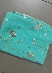 Elegant Blue Embellished Saree