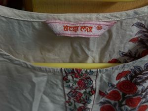 Floral Print White Kurta