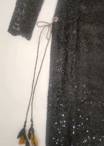 Black Floral Net Kurta (Women)