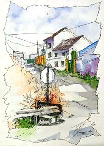 Watercolor Painting - Street Scene