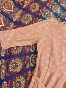 Ahalyaa Rose &amp; Golden Ethnic Motifs Printed Dress