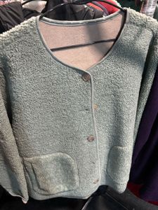 Cozy Green Fleece Cardigan