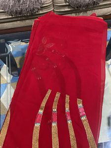 Heavy Red Sari With Blouse