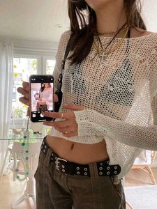Crochet Top With Ripped Distressed Detailing