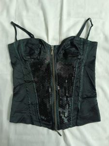 Black Sequin Corset Top