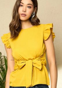 Yellow Ruffle Tie Top
