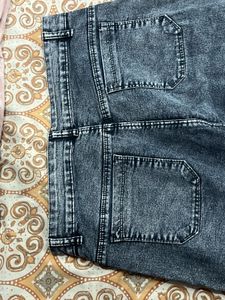 Grey Flared Cargo Denim