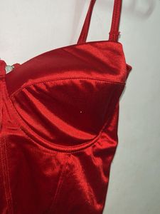 Red Satin Corset Top