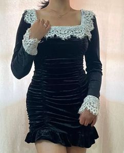 Black Velvet Lace Dress