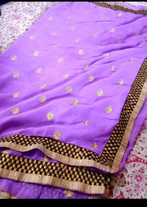 ♥️Embroidery Saree With Full work Blouse♥️