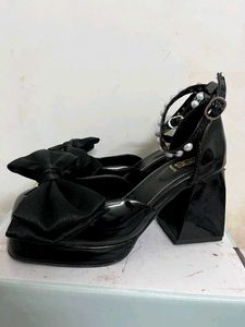 Black Platform Heels with Bow