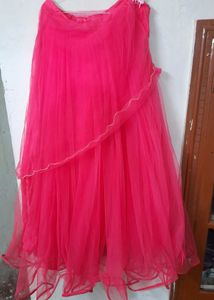 Pink Net Stitched Lehenga &Choli unStitche