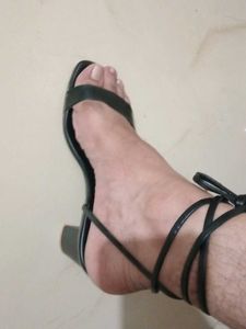 Black Leg Wrap Strappy Heels Size 41