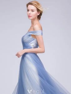 Elegant Evening A-line Off The Shoulder Sky Blue