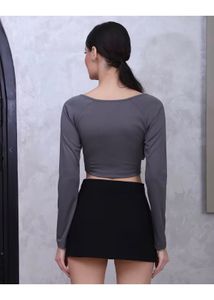 Gray Long Sleeve Crop Top🩶