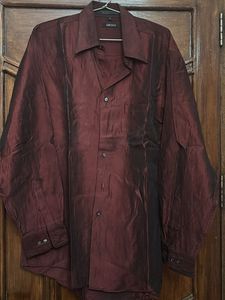 DKNY Iridescent Burgundy Button-Down Shirt