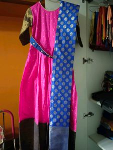 Pink & Blue Dress with Dupatta
