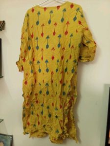 Yellow Printed Kurta