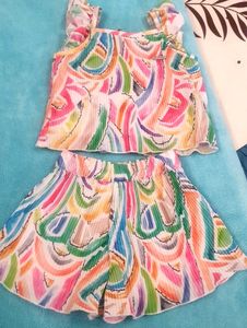 Abstract Print Top & Shorts Set