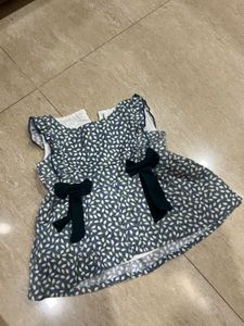 Girls Blue Leaf Print Dress