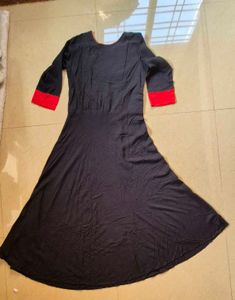 Black &amp; Red Long Gown Or Kurti