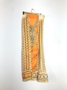 Orange Embroided Kurta Material Set(Women’s)