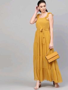 Maxi Yellow Full Leangth Sleeveless Dress
