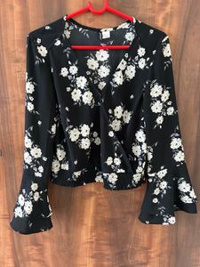 V Neck Crop Blouse
