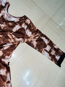 Brown Abstract Print Dress