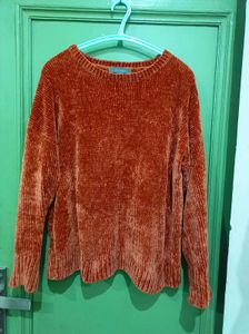 Cozy Brown Velvet Pullover Sweater