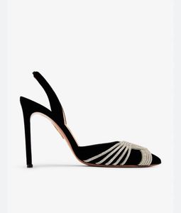 Sling back Black Heel With Embellishment