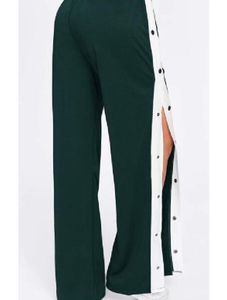 Side Button Wide Leg Pants