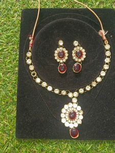 Ruby and Crystal Necklace & Earring Set
