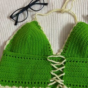 Crochet Halter Top - Green