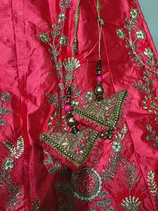 Red Embroidered Lehenga Skirt